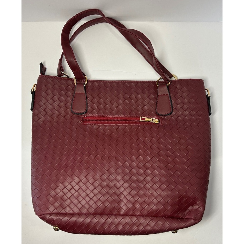 Time and Tru Woven Tote Bag Shoulder Bag with Zipper Pocket and Gold Accents New